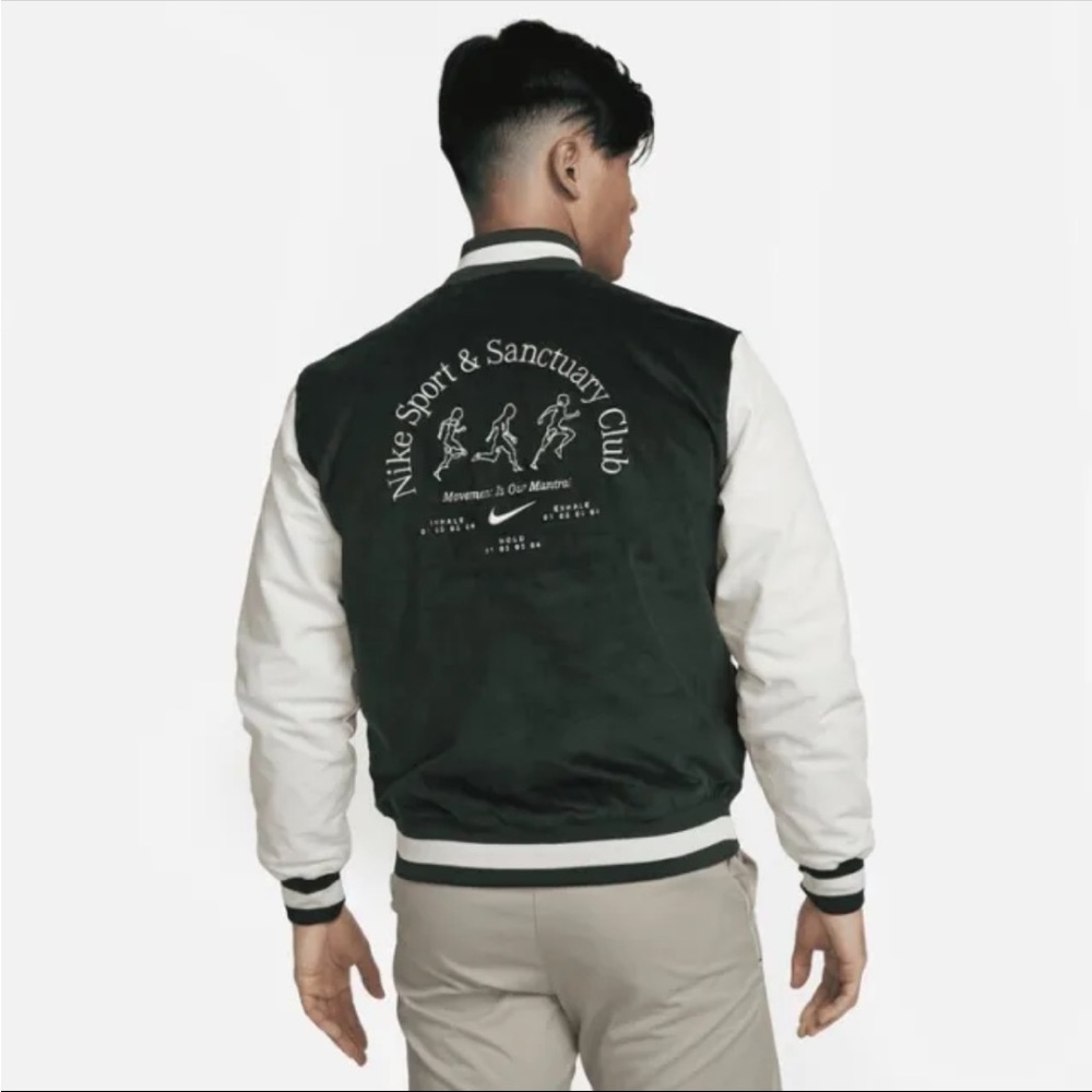 Nike Sport & Sanctuary Green/White Corduroy Bomber Jacket FB9972-397 Men’s - Picture 5 of 5